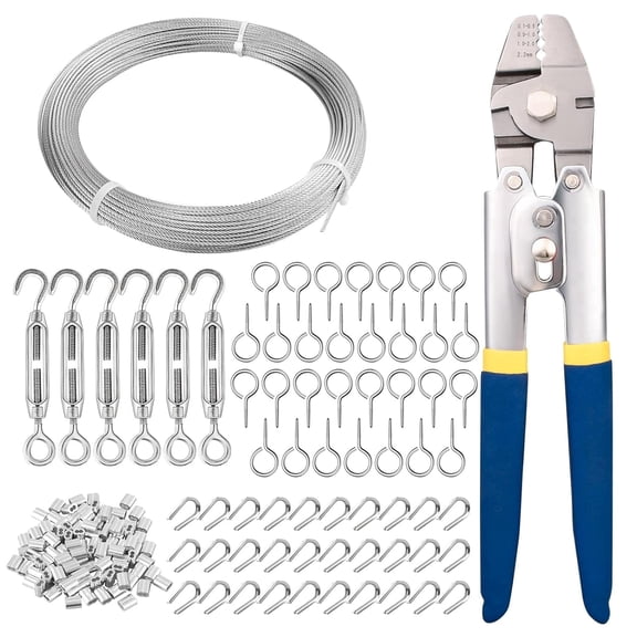 TooTaci 165Ft Stainless Steel Cable with Wire Rope Crimping Tool, Turnbuckles for Cables Wire Tension Kit for Garden Trellis, Climbing Plants, Hanging