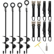 TooTaci 18" Trampoline Anchors Screw in, Ground Anchors Stakes with 4 Ratchet Straps Against High Winds for Outdoor Tent, Shed, Carport , Swing Set