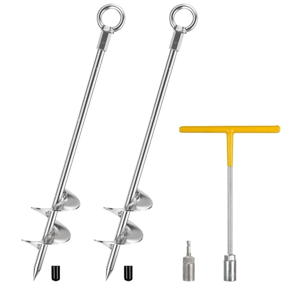 TooTaci 30" Ground Anchors Heavy Duty, Fully Welded Solid Steel Ground Anchors Screw in with 2.9" Spiral Blade for Sheds, Mobile Home, Tent, Swing Set
