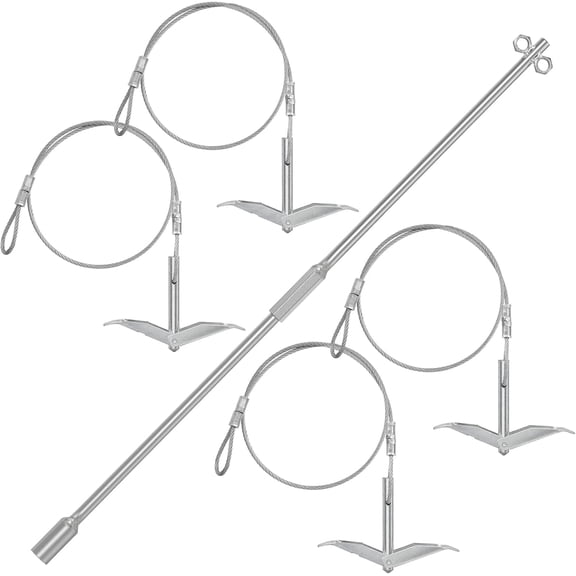 TooTaci 30" Shed Anchors Kit, Earth Anchors with Driving Rod and 1/6" Galvanized Cable for Trampoline, Greenhouse, Carports, Gazebo, Tent, Orchard