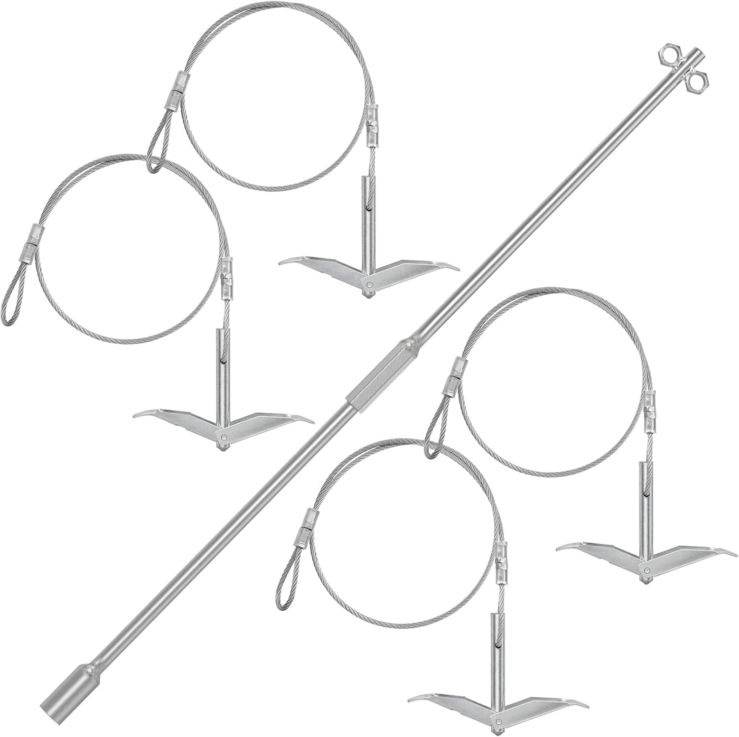TooTaci 30" Ground Shed Anchors Kit, Earth Anchors with Driving Rod and 1/6" Galvanized Cable for Greenhouse, Carports, Gazebo, Tent, Orchard