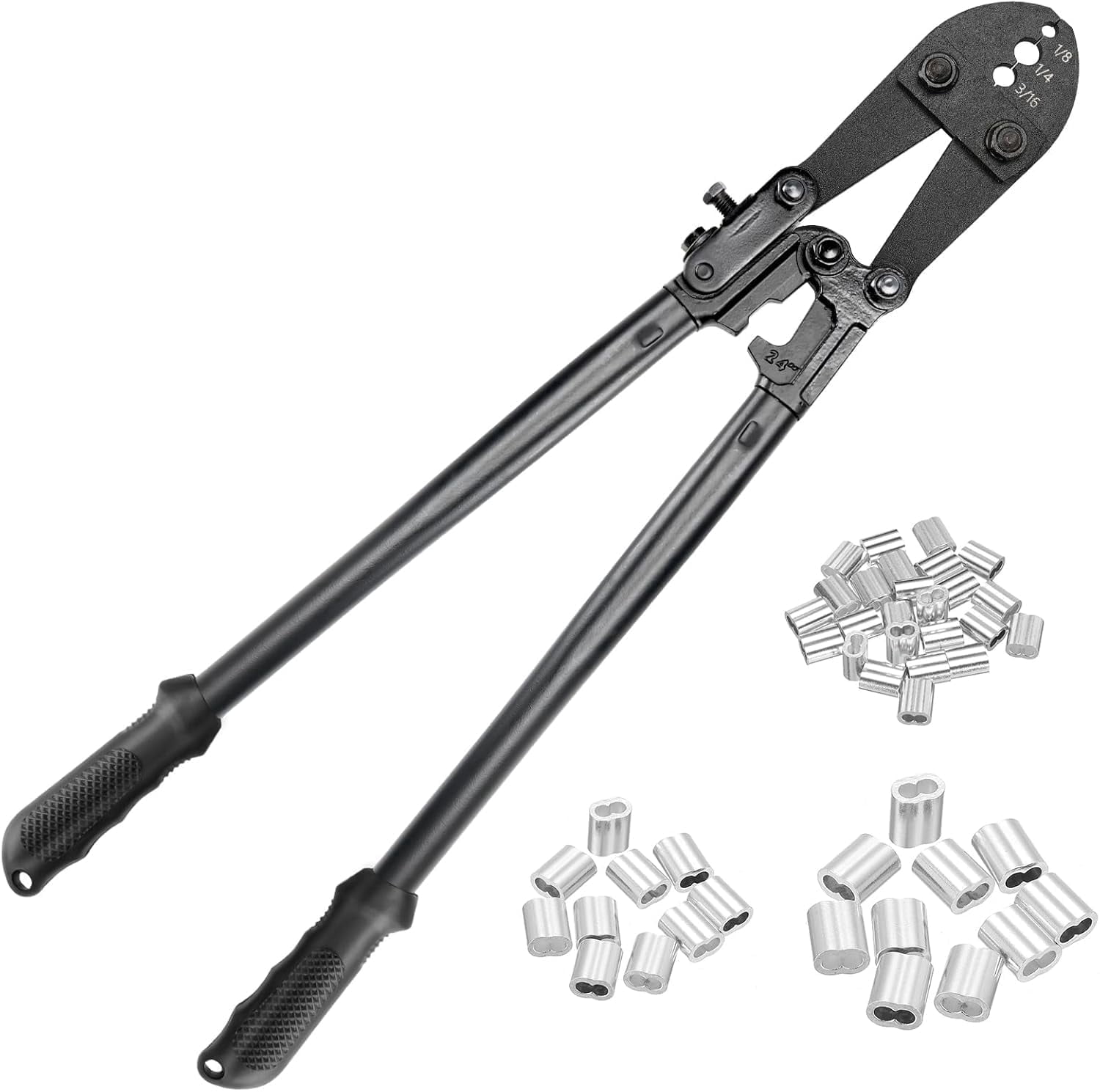 Tootaci Wire Rope Crimping Tool, Metal Cable Swaging Tool for Aluminum Oval Sleeves, Double Sleeves, Crimping Loop sleeve from 1/16-inch to 1/8-inch