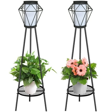 2-Piece Solar Powered Outdoor Decorative Waterproof Floor Lamps