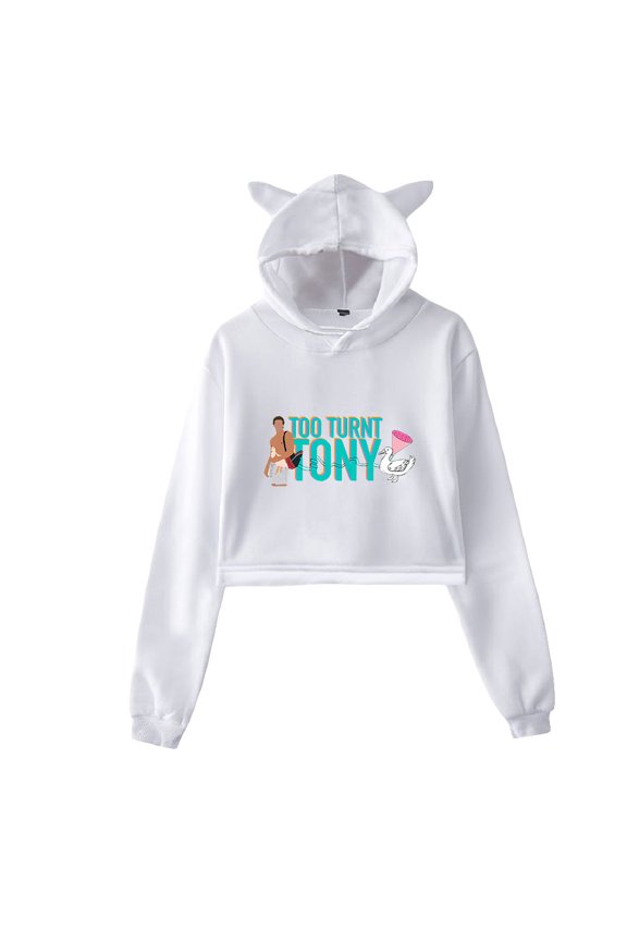 TooTurntTony Hoodie Sweatshirt for Girls Cat Ear Crop Top Women Casual Girl Youth Streetwear
