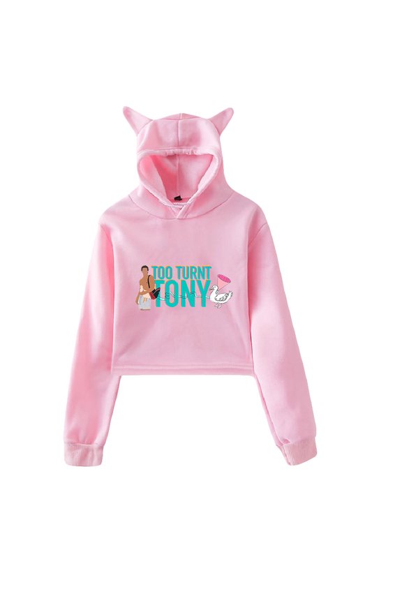 TooTurntTony Hoodie Sweatshirt for Girls Cat Ear Crop Top Women Casual Girl Youth Streetwear
