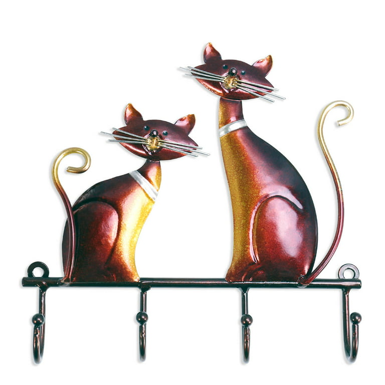 Tooarts Iron Cat Wall Hanger Hook Decor 4 Hooks for Coats Bags Wall Mount  Clothes Holder Decorative Gift