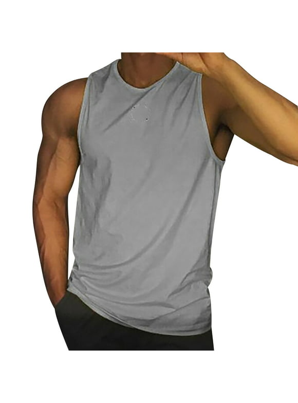 Tooayk Hanes Tshirts Men Men'S Summer Solid Color Vest Fashion Casual Vintage Wash Sleeveless T Shirt Vest Top Workout Shirts for Men