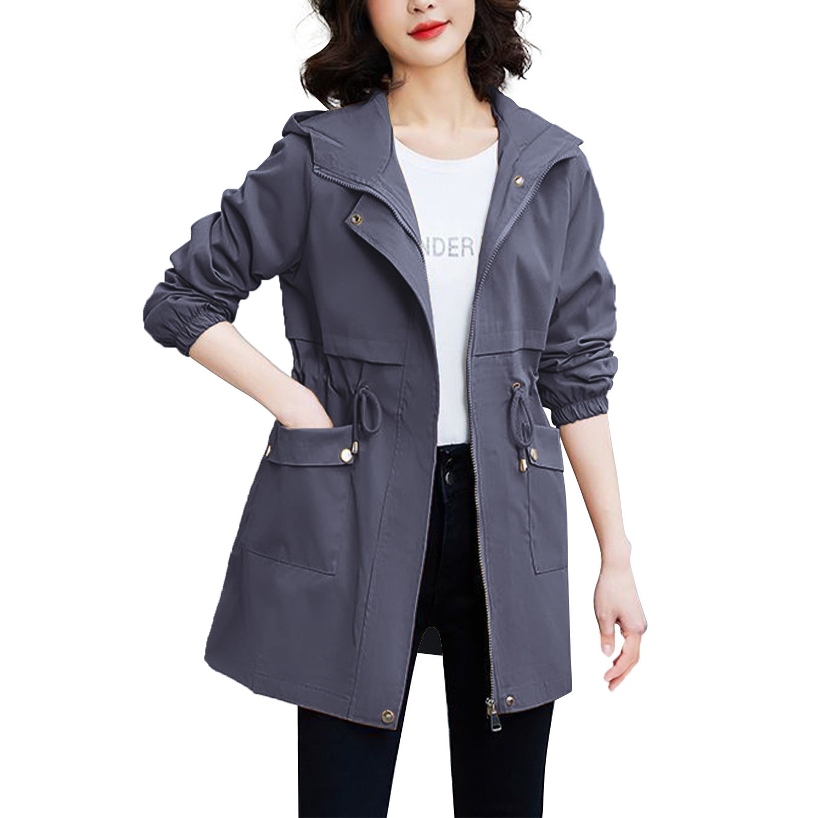 Chounliem Jackets For Women Fashion Dressy Coat Winter Warm Thick Long  Sleeve Jacket Hooded Overcoat Trench Coat
