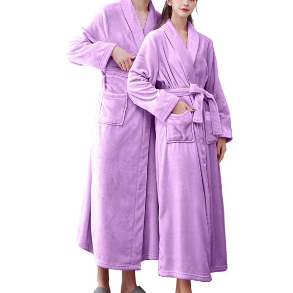 Tooayk Womens Pajama Sets Women's Double Pocket Flannel Bathrobe Soft and Warm Double Faced Bathrobe Pajamas and Home Wear Bathrobe Robe Pajama Set Pajamas for Women A