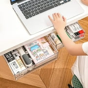 Toocust 2 Pack Under Desk Drawer Slide out, Hidden Under Table Organizer for Office Storage, Desks Accessories