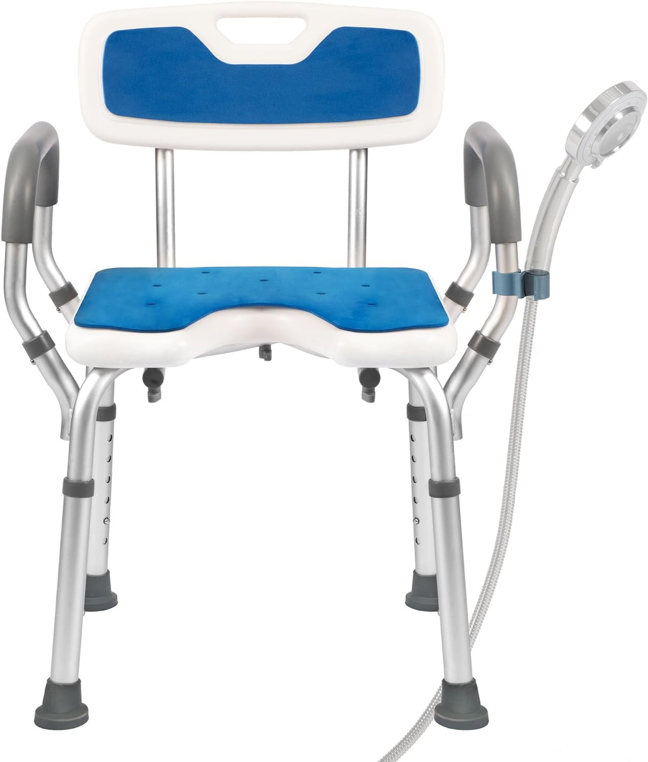 Toocust Aluminum Shower Chair for Heavy with Arm & Back, 330lbs Height