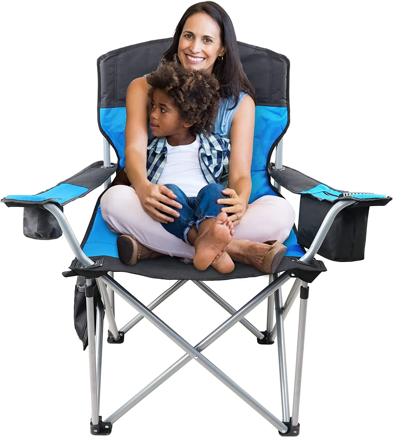 Toocust Beach Chair for Adults Oversized Camping Chair 500lb with Armrest Cooler Bag Side Pocket Cup Holder