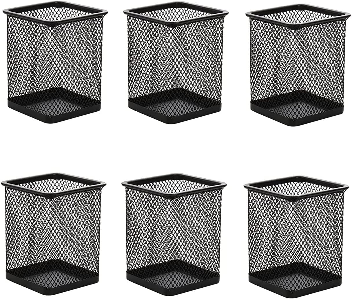 Toocust Black Wire Mesh Pencil Holder 6 Pack, Metal Desktop Pens Organizer, Desks Pencil Organizer