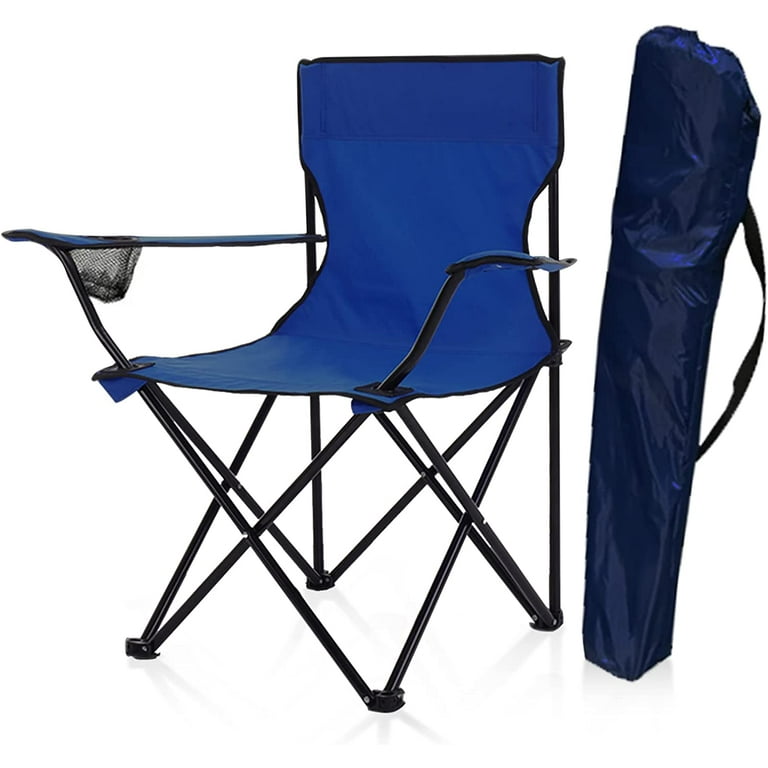 Toocust Folding Portable Chair Collapsible Beach Chair Lightweight Backpacking Camping Chair with Arm Cup Holder Blue