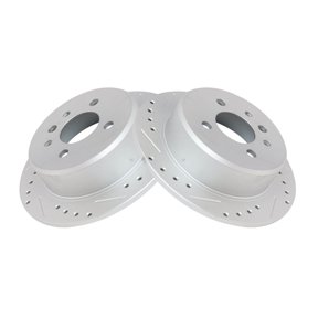 Toodiver 2pcs Disc Brake Rotor Set Assembly Rear Left Driver and Right Passenger Side Cast Iron Drilled Slotted G-Coated 4-Stud Hole Quantity for BMW for 318i for 325e for 325i for 325is