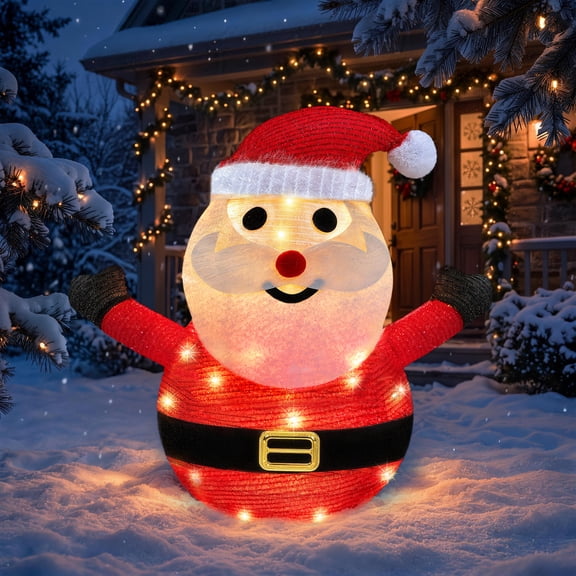 Toodour 20 Inch Christmas Lighted Santa Claus Outdoor, Pop-Up Chrsitmas Decorations w/ 40 LED Lights, Battery Operated, Holiday Decor for Garden Yard