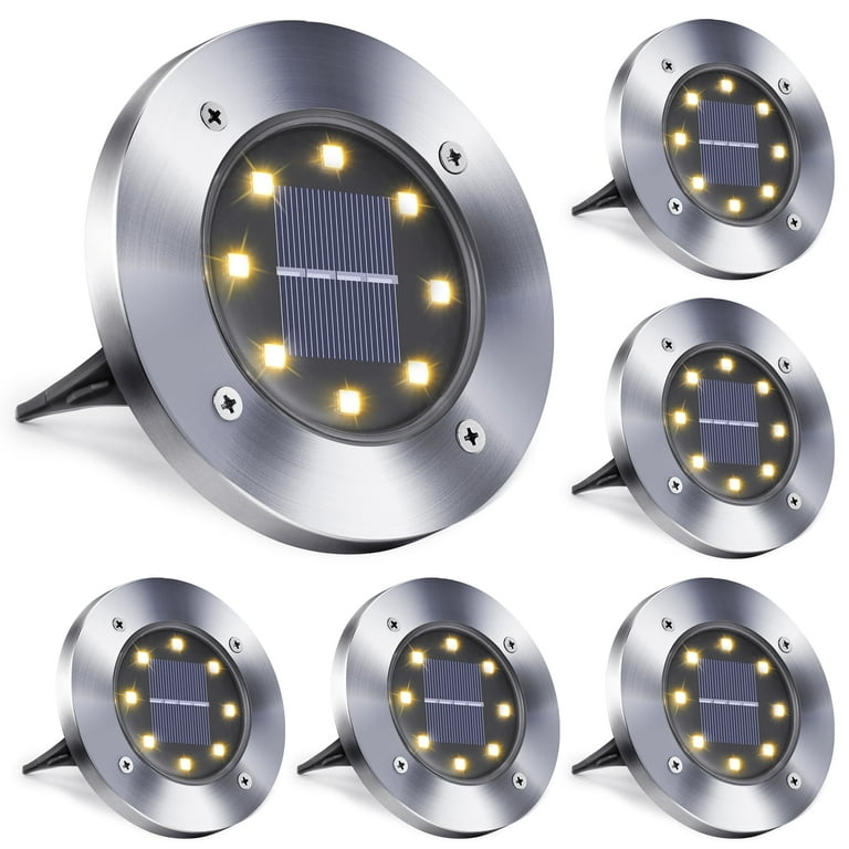 Solar Ground Lights, 8 LED Solar Disk Lights Outdoor Waterproof for Garden Yard Patio Pathway Lawn Driveway Walkway- Warm White (8 Pack) Solar Ground Lights, 8 LED Solar Disk Lights Outdoor Waterproof for Garden Yard Patio Pathway Lawn Driveway Walkway- Warm White (8 Pack)