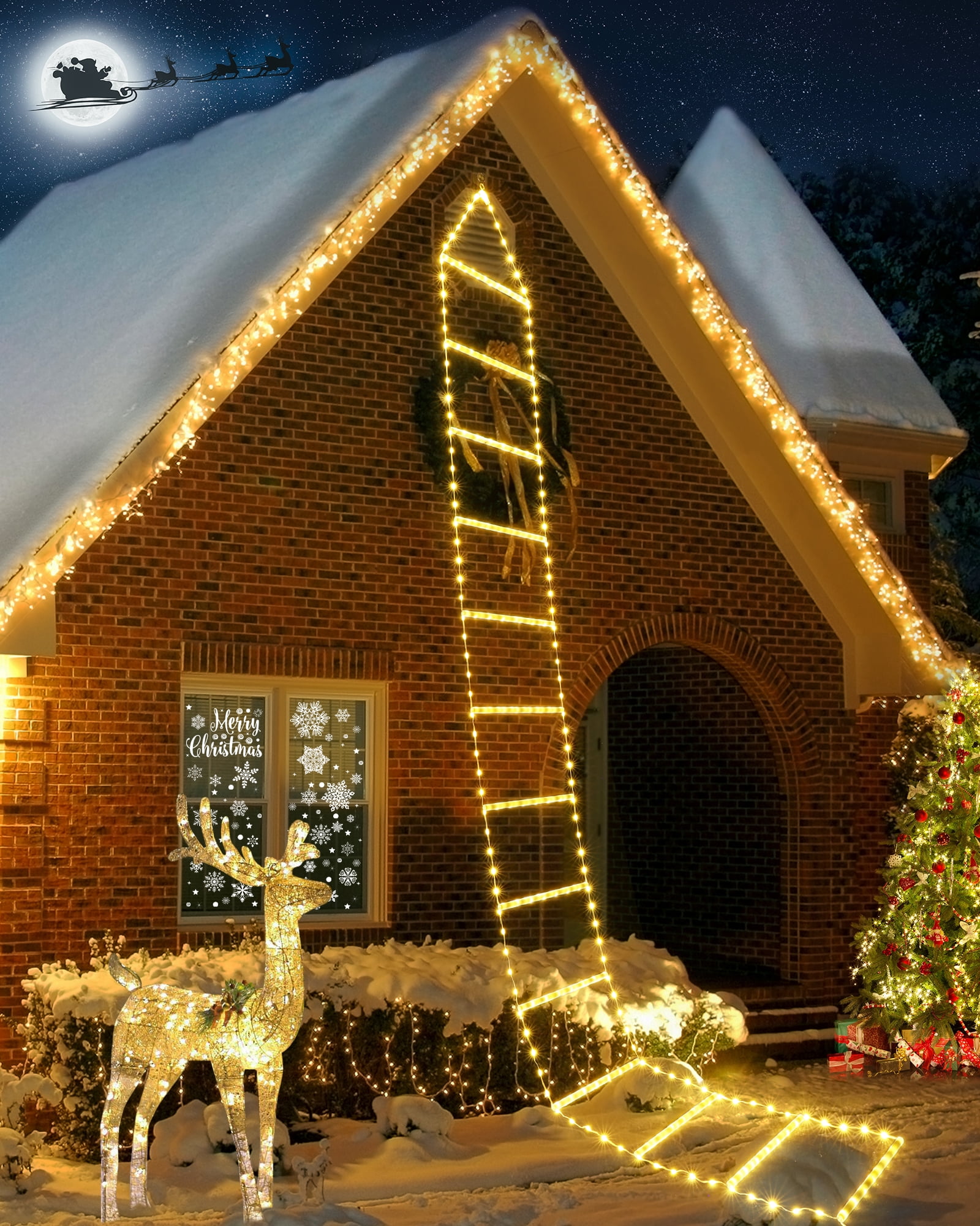 Toodour Christmas Decorations Lights, 10ft LED Ladder Lights with 8