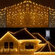 Toodour Outdoor Christmas Lights, 29.5ft 360 LED Icicle Christmas Lights with 8 Modes, 60 Drops Fairy Twinkle Lights for Holiday, Party, Wedding Decors (Warm White)