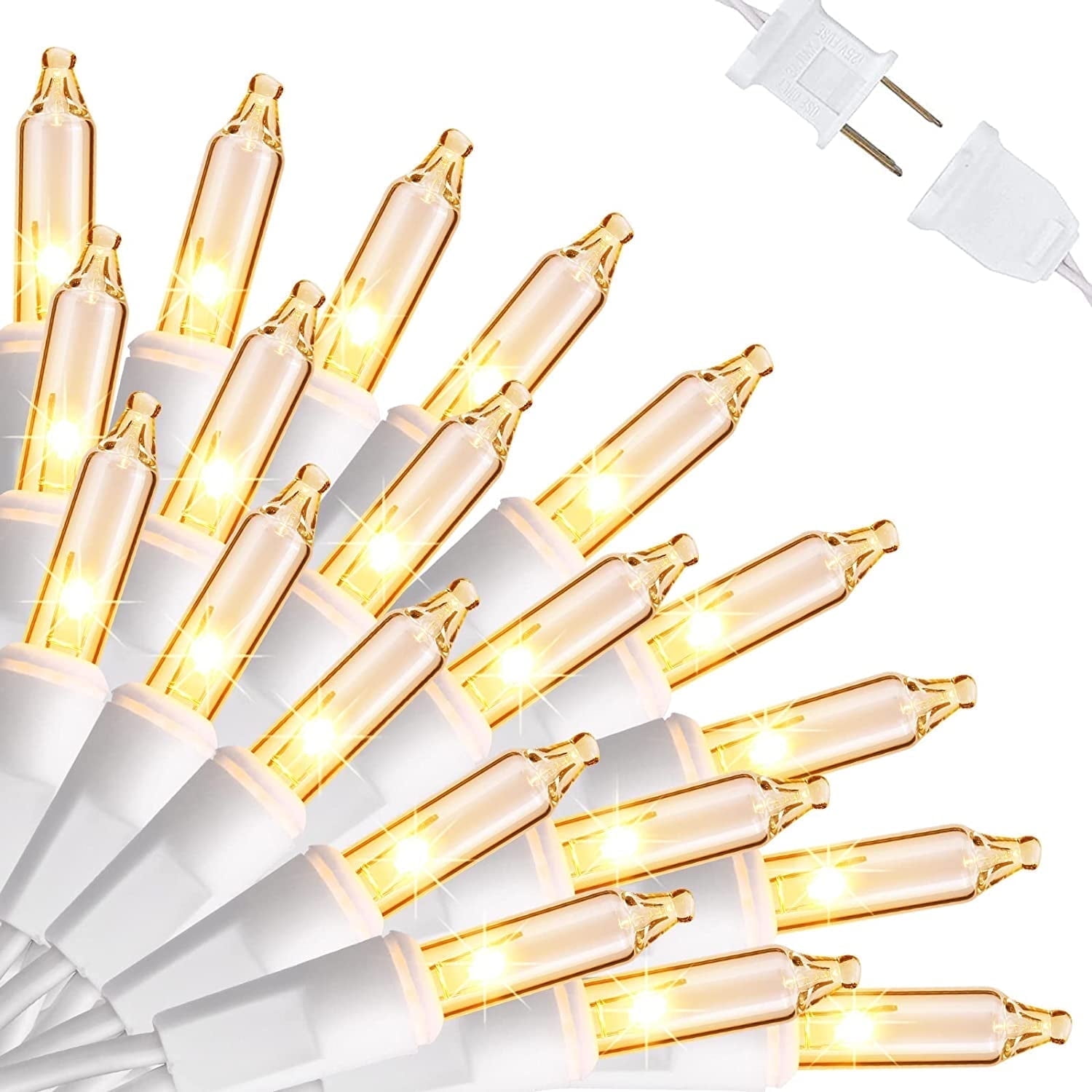 Toodour 150-Count Warm White Christmas Tree Lights, Incandescent Mini ...