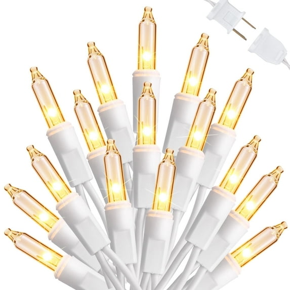 Toodour Clear Christmas Lights, 33ft 100 Count Incandescent Christmas String Lights, Connectable White Wire Mini Bulbs for Indoor Outdoor, Party, Xmas Tree Decorations - Warm White