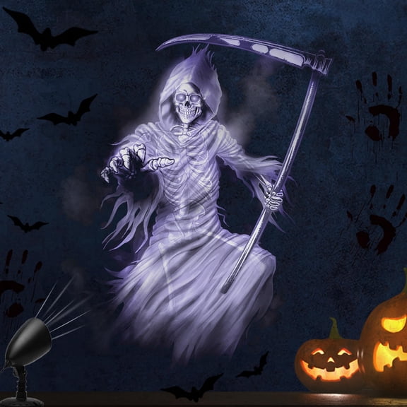 Toodour Halloween Projector Lights Outdoor Indoor, 3D Dynamic White Reaper Projector Lights with Timer, Waterproof Halloween Decorations for Home Party Garden