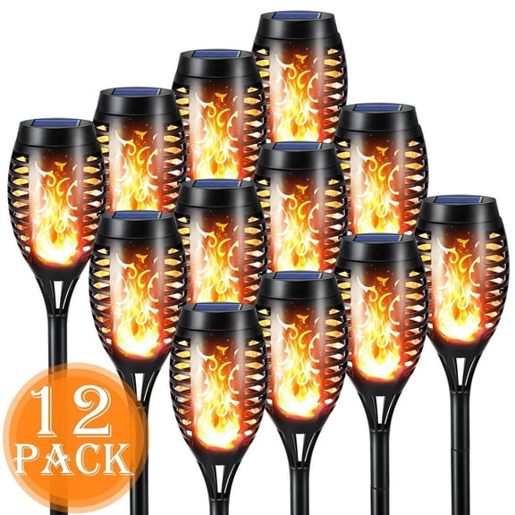 Toodour Outdoor Solar Lights, 12 Pack LED Solar Torch Lights with Flickering Flame, Waterproof Lighting Decoration for Patio Garden Yard Pathway Landscape