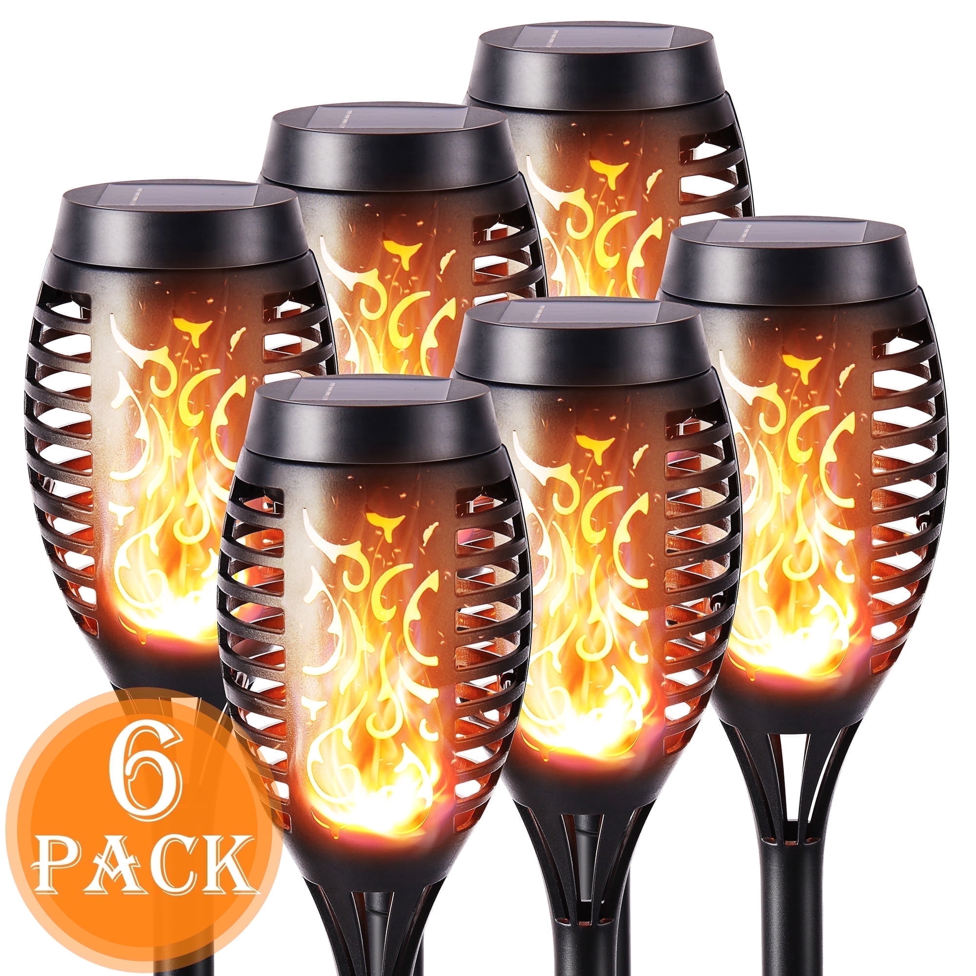 Toodour Outdoor Solar Lights, 6 Pack LED Solar Torch Lights with Flickering Flame, Waterproof Halloween Decoration for Patio Lawn Yard Pathway Garden