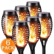 Toodour Outdoor Solar Lights, 6 Pack LED Solar Torch Lights with Flickering Flame for Patio, Lawn, Yard, Lamps, Pathway, Garden Decor