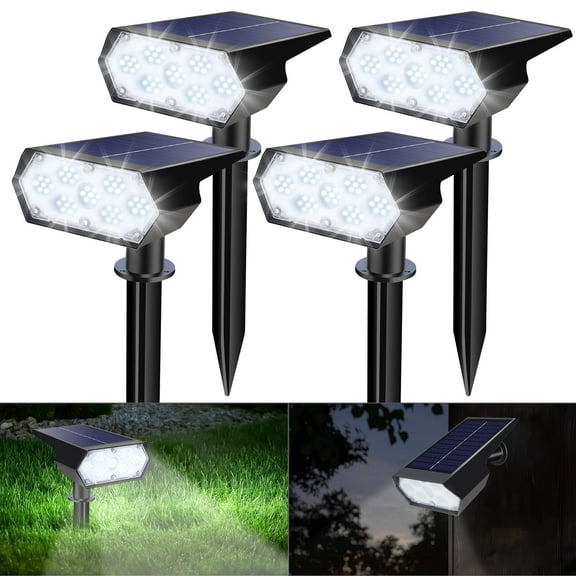 Toodour Solar Lights Outdoor, 4 Pack 49 LED Super Bright Solar Spot Lights with 2 Lighting Mode, Waterproof Solar Powered Landscape Spotlights for Garden Yard Patio Walkway Outdoor Decor, White