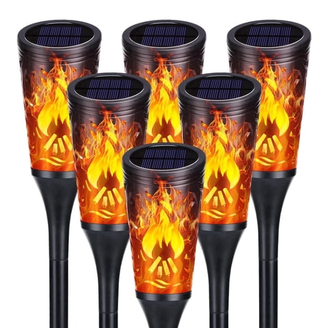 Toodour Solar Lights Outdoor, 6 pack LED Solar Torch Lights with Flickering Flame, Waterproof Halloween Decorations