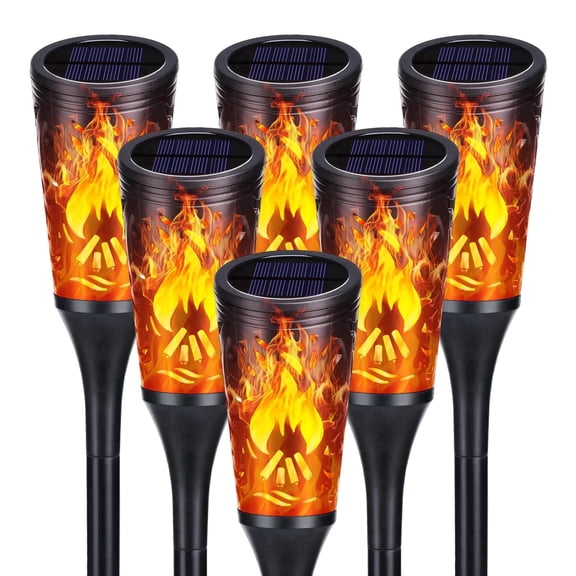Toodour Solar Lights Outdoor, 6 pack LED Solar Torch Lights with Flickering Flame, Waterproof Halloween Decorations