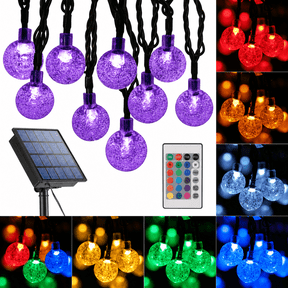 Toodour Solar Outdoor String Lights, 35.6ft 60 LED Globe String Lights with Remote, Waterproof Solar Powered Patio Lights for Garden Lawn Gate Balcony Halloween Decorations