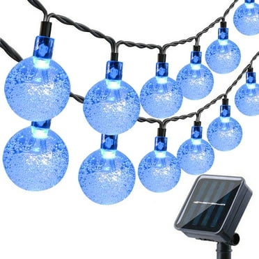 Toodour Solar Outdoor String Lights, 35.6ft 60 LED Globe String Lights, Waterproof 8 Modes Solar Powered Patio Lights for Garden, Home, Fence, Yard Decorations (Blue)