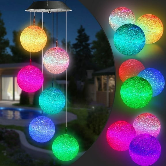 Toodour Solar Wind Chimes, Color Changing Crystal Ball Wind Chimes, Mother’s Day & Easter Gift for Women, Waterproof LED Solar Outdoor Lights for Garden, Patio, Yard Decor