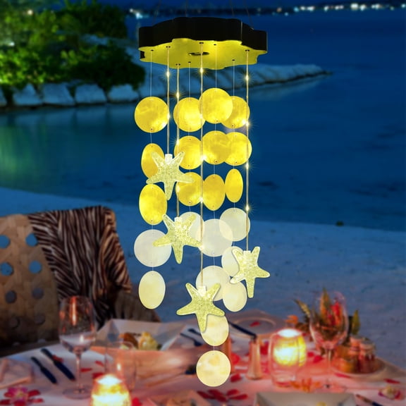 Toodour Solar Wind Chimes for Outside, Shells Light Gifts for Mom Grandma Women Wife Girls, Waterproof Solar Outdoor Decorative Mobile Light for Holiday Garden Porch Yard Outdoor Decor (Warm White)