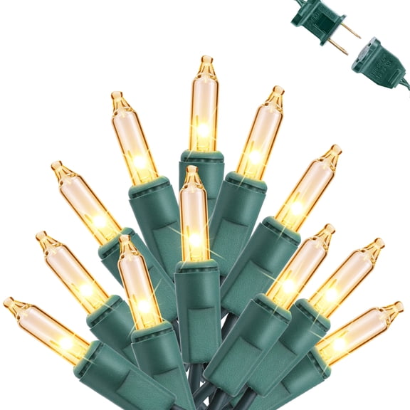 Toodour Warm White Christmas Lights, 14.27ft 50 Count Incandescent Christmas String Lights, UL Certified Connectable Green Wire Xmas Lights for Home, Holiday, Party, Xmas Tree Decorations