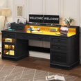 Waltmart Desk Computer In Store Toogaho 59.1'' Computer Desk with 6 Drawers,File Cabinet and Monitor ...