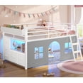 thumbnail image 1 of Toogaho Twin Size Low Loft Bed with Bookshelf & 5 Storage Drawers & LED Lights,Metal Loft Frame with Under-Bed Play Space & Guardrail,White, 1 of 9