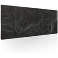 thumbnail image 1 of Toographic Contour Black Gaming Mouse Pad XL Geographic Map Lines Extended Large Desk Cover Big Table Mat Non-Slip Rubber Base Stitched Edge Long Keyboard Playmat for Gamer,31.5×11.8 Inches, 1 of 6