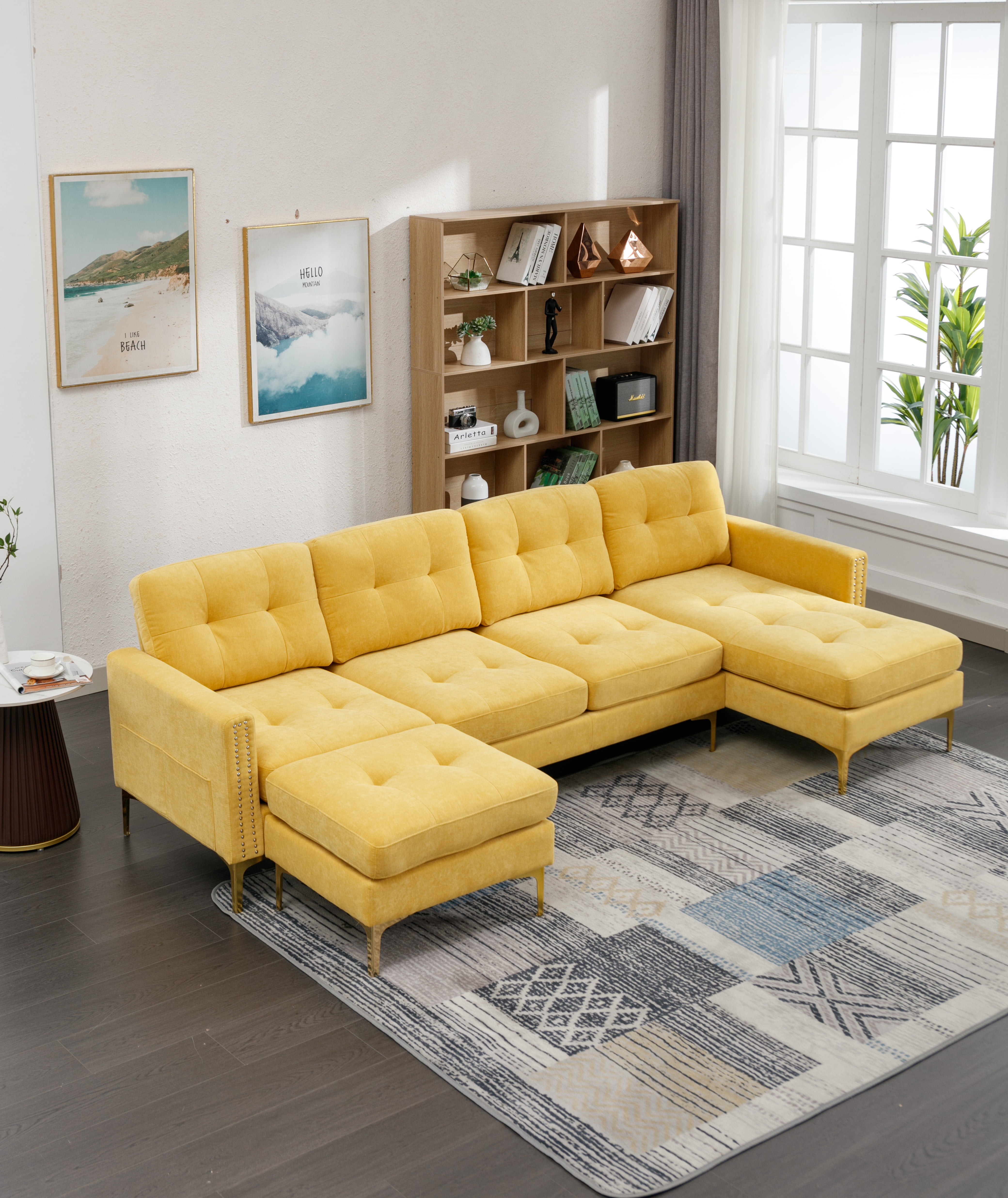 Tookss 110 inch LShape Convertible Sectional Sofa Couch With Movable