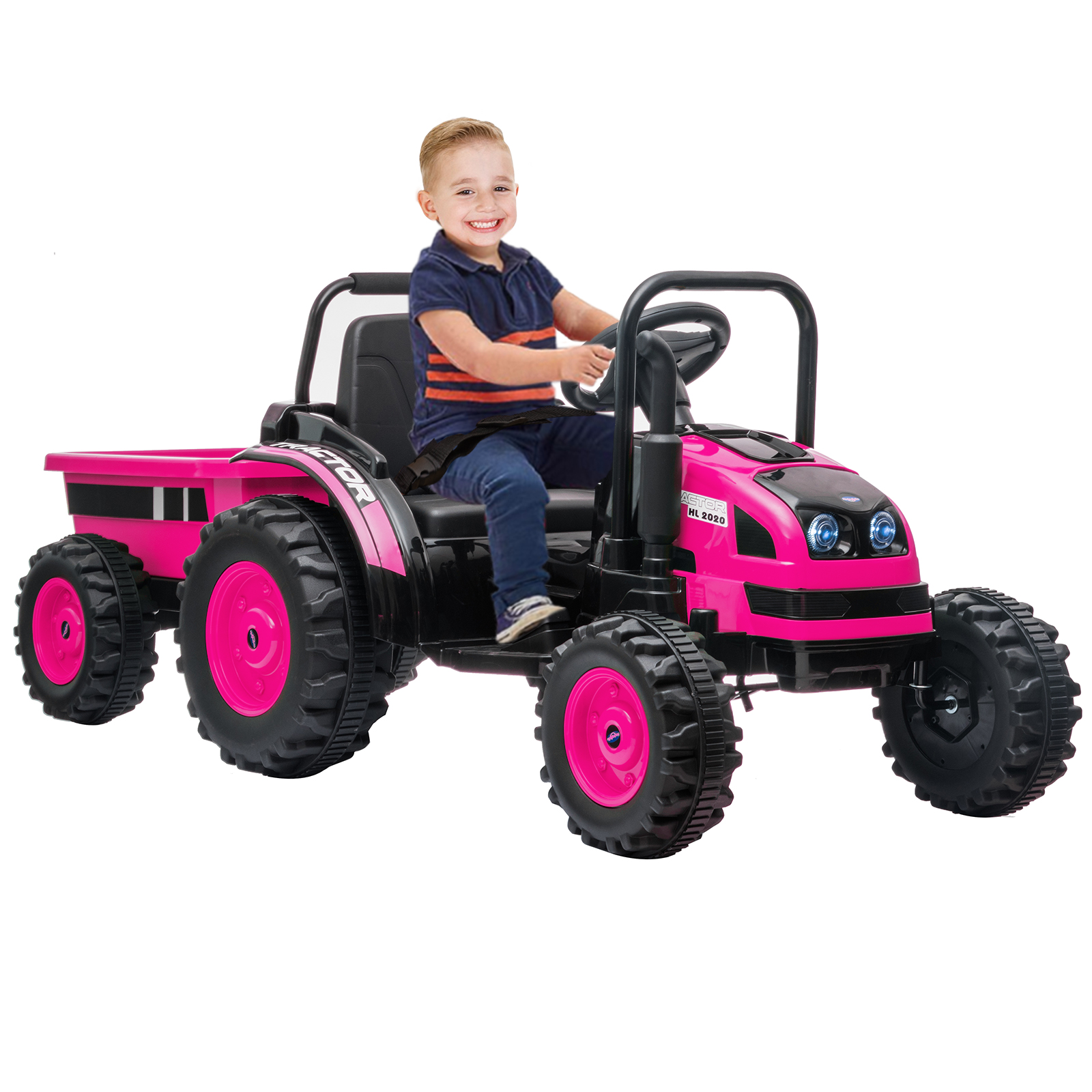 Tookss 12V Kids Ride-On Tractor with Trailer,Electric Vehicle Toy with ...