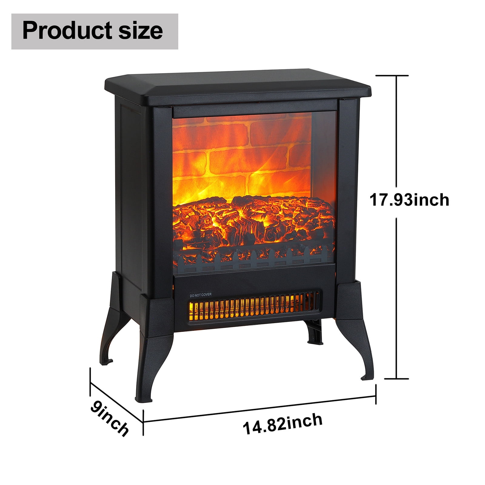 Tookss 1400W Electric Fireplace Realistic Flame Effect Works With Or