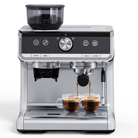 Tookss 20 Bar Semi-Automatic Espresso Coffee Machine with Grinder,2.8 L Water Tank,PID Temperature Control,Espresso Maker with Milk Frother Steamer Wand for Cappuccino, Latte, Macchiato