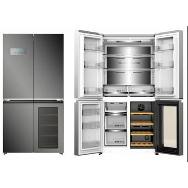 Tookss 21 Cu.Ft French Door Refrigerator, Counter Depth Stainless Steel Refrigerators, Multifunctional Fridges with Freezer, Refresh, and Wine Cooler for Kitchen, Bedroom, Office, Dorm