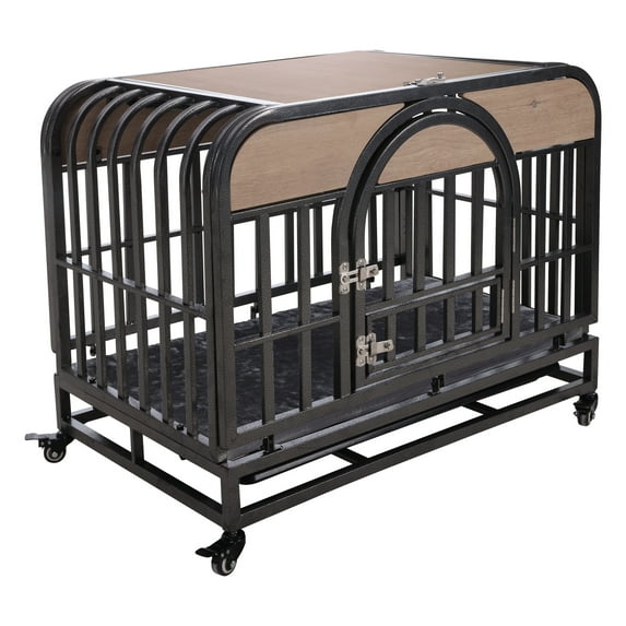 Tookss 32in Dog Crate Kennel for Large Dogs High Anxiety Dog Crate with Removable Crate Trays,Wheels and Double Door,Extra Large Escape Proof Dog Crate