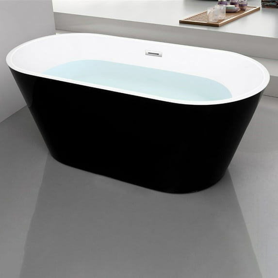 Tookss 59" Bathtub Contemporary Soaking Tub AirAcrylic Freestanding Bathtub With Drain Overflow For Home Bathroom