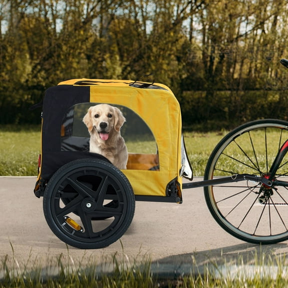 Tookss Foldable Pet Bicycle Trailers With 16 Inch Wheels Internal LeashFloor Up To 88 Pounds Capacity Mesh Dog Bike Trailer