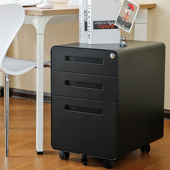 Tookss Metal 3 Drawer Mobile File Cabinet with Lock,Versatile Storage Cabinet for Legal/Letter/A4 Files,5 Wheel Design Anti-Tilting Office Cabinet,Under Desk Rolling Filing Cabinet