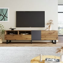 Tookss Modern TV Stand for 80'' TV with 2 Storage Space, Media Console Table, Entertainment Center with Drop Down Door Storage Cabinet for Living Room, Bedroom, Home Theatre